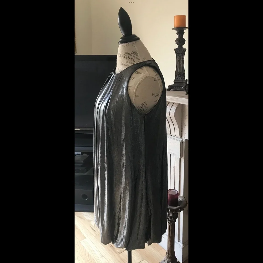 A.B.S. Collection Liquid Silver Prom Cocktail Dress - Picture 4 of 6